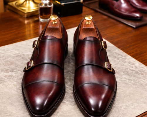Burgundy Double-Monk Shoes