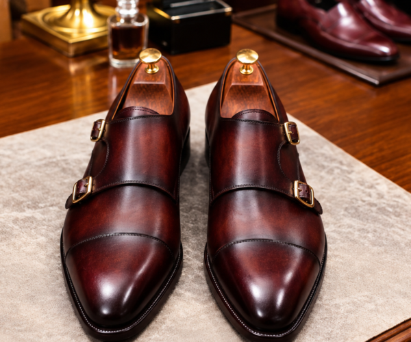 Burgundy Double-Monk Shoes